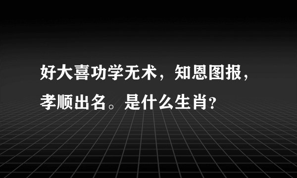 好大喜功学无术，知恩图报，孝顺出名。是什么生肖？