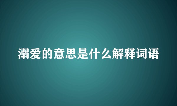 溺爱的意思是什么解释词语