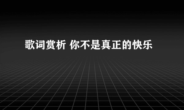 歌词赏析 你不是真正的快乐