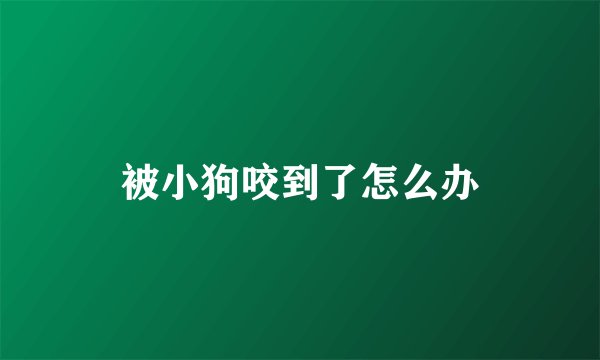 被小狗咬到了怎么办