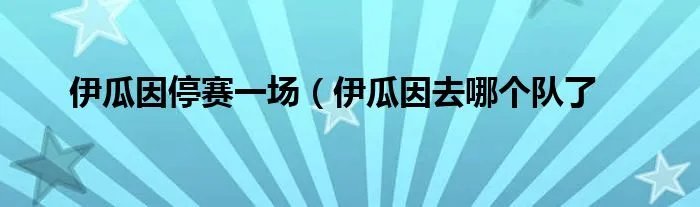 伊瓜因停赛一场（伊瓜因去哪个队了