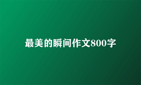 最美的瞬间作文800字