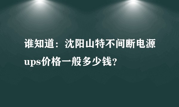 谁知道：沈阳山特不间断电源ups价格一般多少钱？