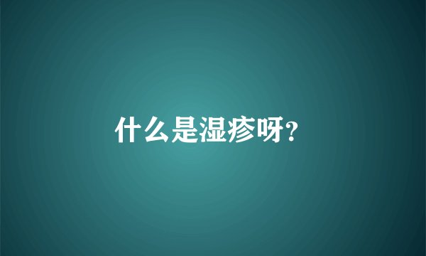 什么是湿疹呀？