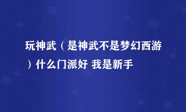 玩神武（是神武不是梦幻西游）什么门派好 我是新手