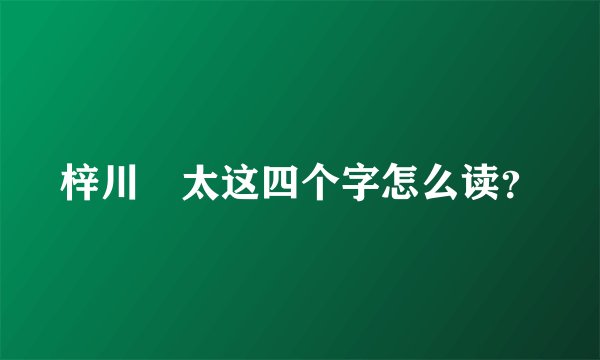 梓川咲太这四个字怎么读？