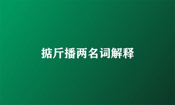 掂斤播两名词解释