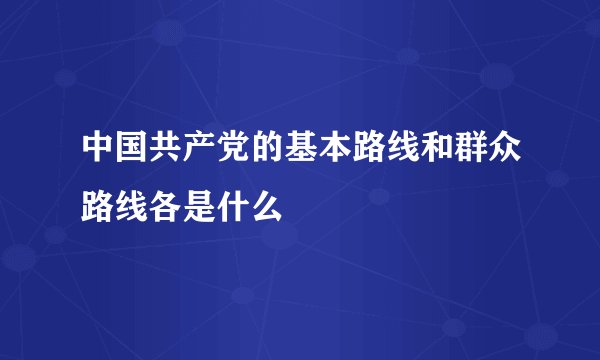 中国共产党的基本路线和群众路线各是什么