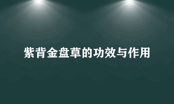 紫背金盘草的功效与作用