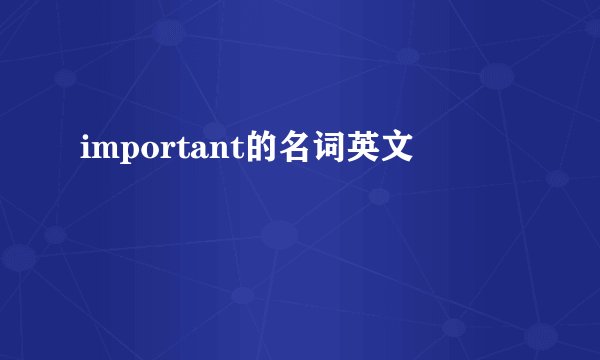 important的名词英文
