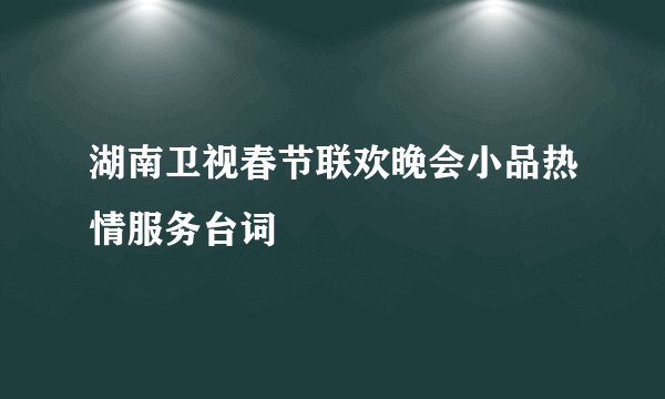 湖南卫视春节联欢晚会小品热情服务台词