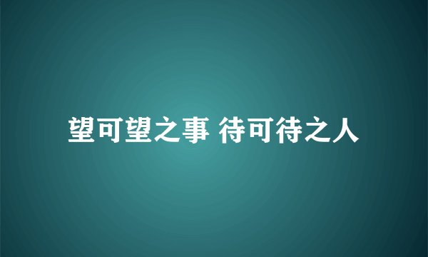 望可望之事 待可待之人