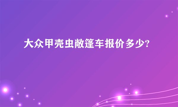 大众甲壳虫敞篷车报价多少?