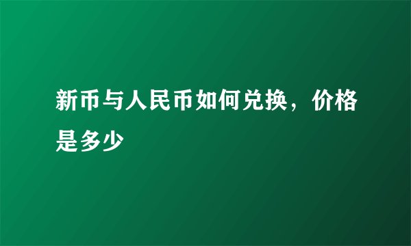 新币与人民币如何兑换,价格是多少