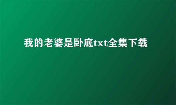 我的老婆是卧底txt全集下载