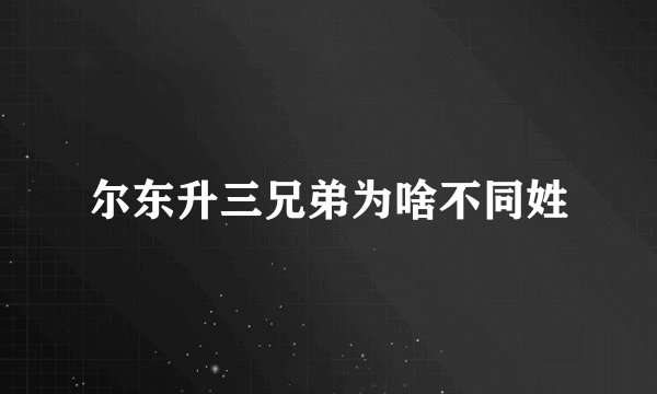 尔东升三兄弟为啥不同姓