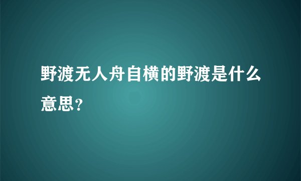 野渡无人舟自横的野渡是什么意思？