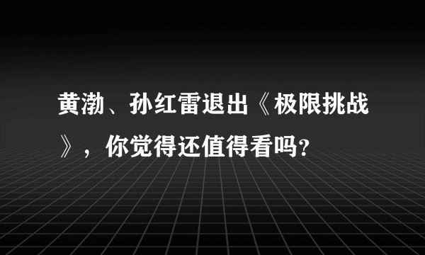 黄渤、孙红雷退出《极限挑战》，你觉得还值得看吗？
