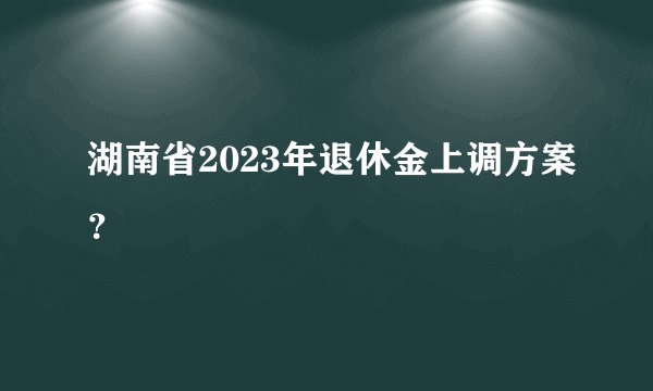 湖南省2023年退休金上调方案？