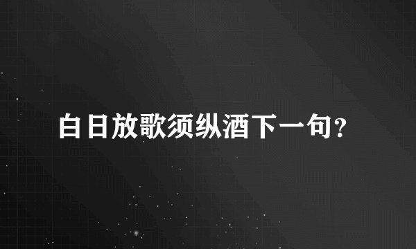 白日放歌须纵酒下一句？