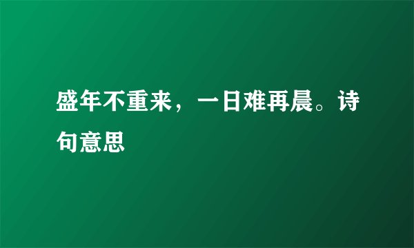 盛年不重来，一日难再晨。诗句意思