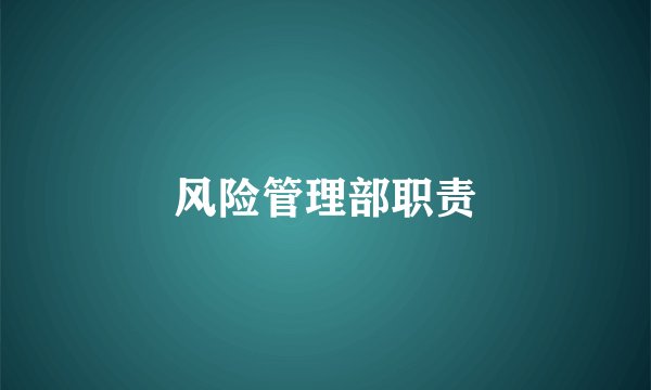 风险管理部职责
