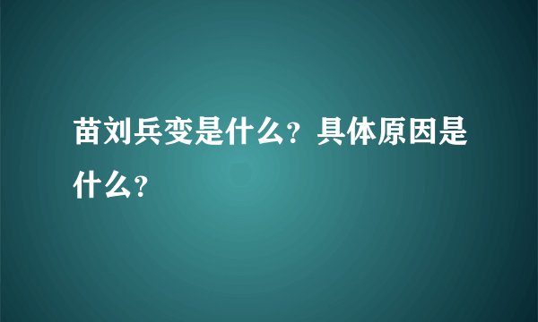 苗刘兵变是什么？具体原因是什么？