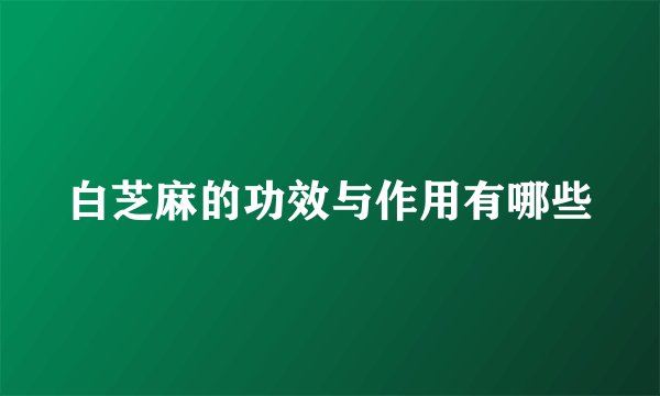 白芝麻的功效与作用有哪些