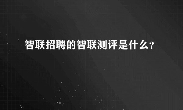 智联招聘的智联测评是什么？