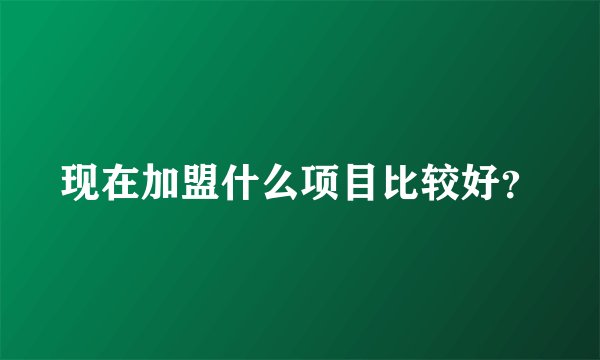 现在加盟什么项目比较好？