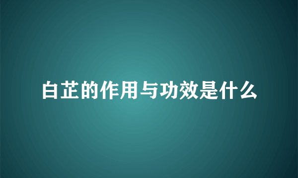白芷的作用与功效是什么