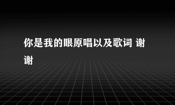 你是我的眼原唱以及歌词 谢谢