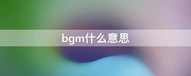 bgm什么意思