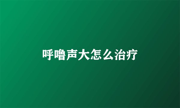 呼噜声大怎么治疗