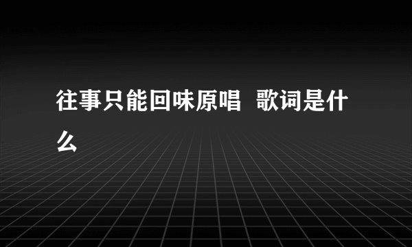 往事只能回味原唱  歌词是什么
