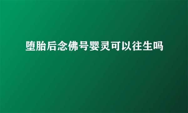 堕胎后念佛号婴灵可以往生吗