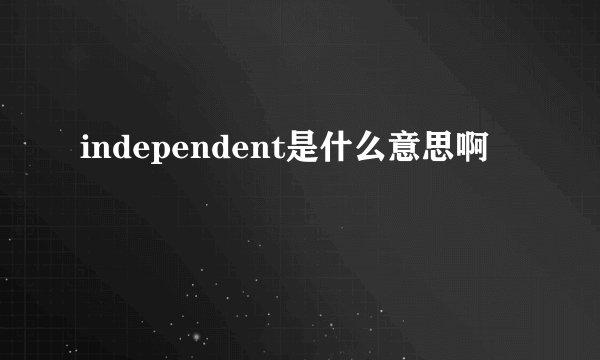 independent是什么意思啊