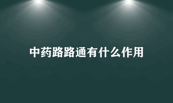 中药路路通有什么作用