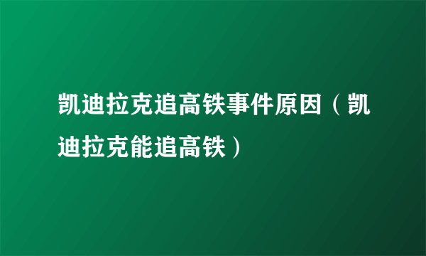 凯迪拉克追高铁事件原因(凯迪拉克能追高铁)