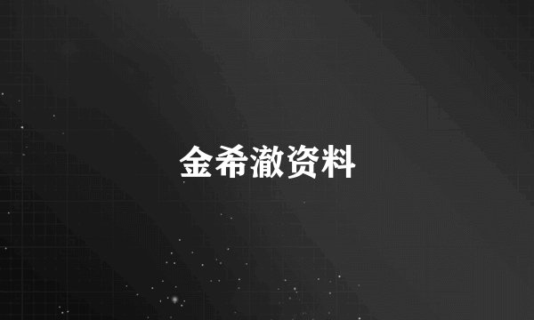 金希澈资料