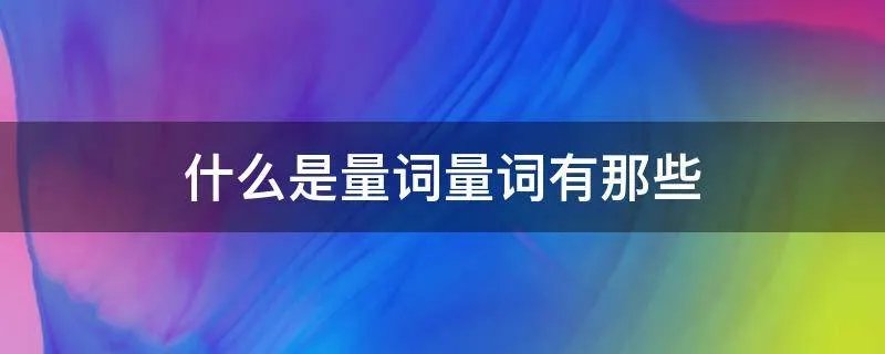 什么是量词量词有那些