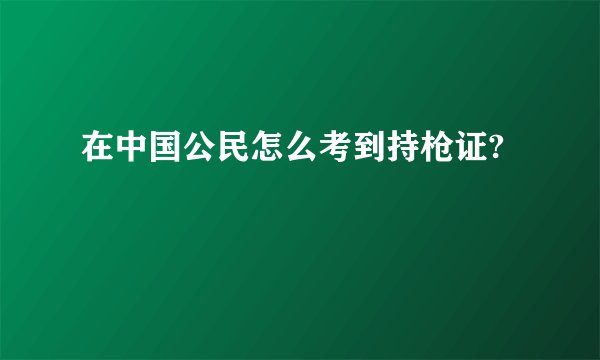 在中国公民怎么考到持枪证?
