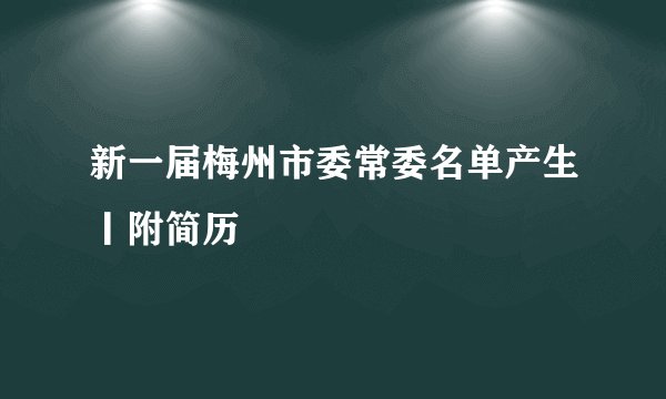 新一届梅州市委常委名单产生丨附简历