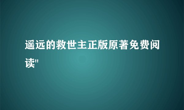 遥远的救世主正版原著免费阅读