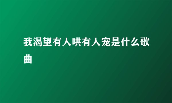 我渴望有人哄有人宠是什么歌曲