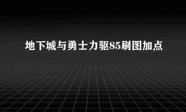 地下城与勇士力驱85刷图加点