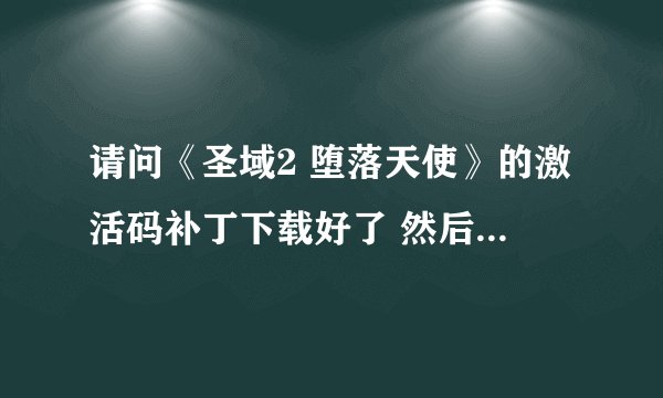 请问《圣域2 堕落天使》的激活码补丁下载好了 然后怎么弄啊