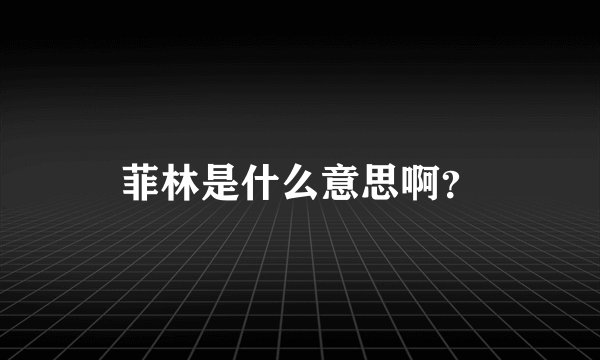 菲林是什么意思啊？