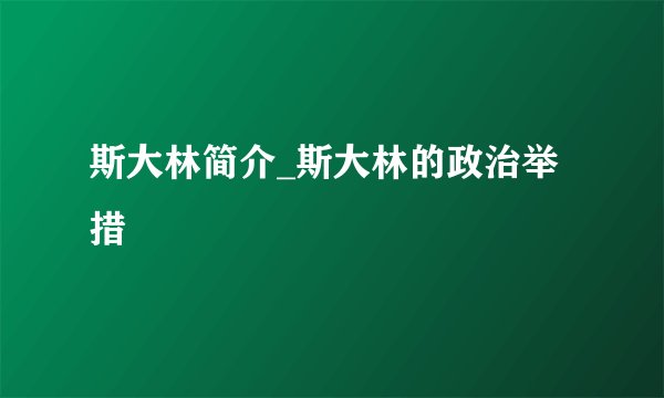 斯大林简介_斯大林的政治举措