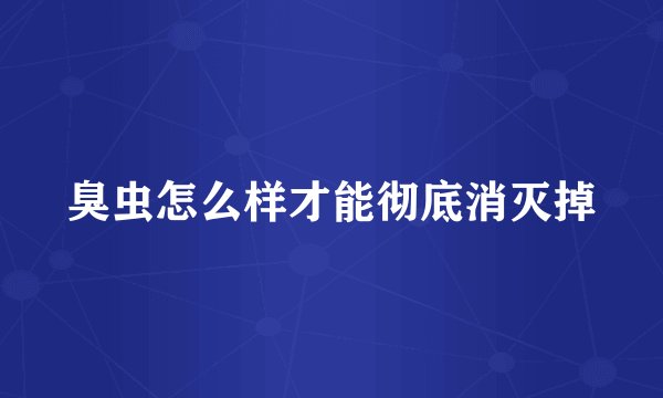 臭虫怎么样才能彻底消灭掉